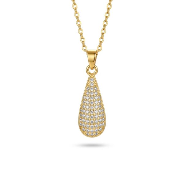 Gold Teardrop Necklace for Women – Pavé Cubic Zirconia Pendant | Elegant Sparkle Necklace